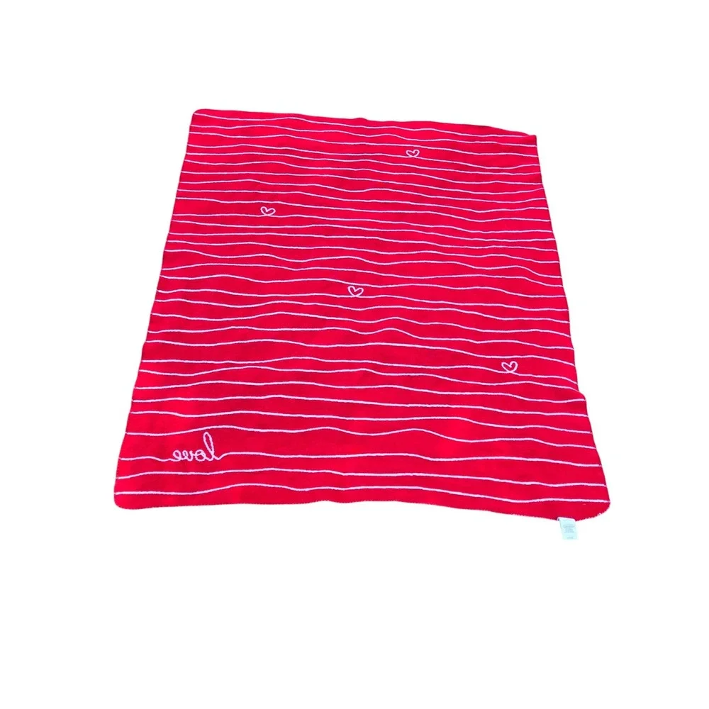 Docofil Red White Heart Love Stripe Cotton Blend Throw Blanket Romantic Coquette